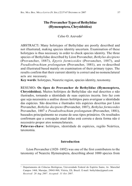 The Provancher Types of Bethylidae (Hymenoptera, Chrysidoidea)