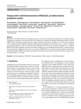 Design and In-Orbit Demonstration of REGULUS, an Iodine Electric Propulsion System