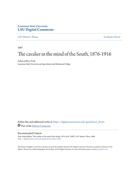 The Cavalier in the Mind of the South, 1876-1916" (2007)