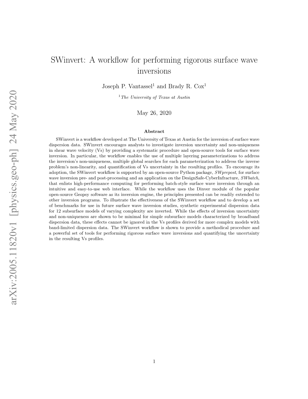 Swinvert: a Workflow for Performing Rigorous Surface Wave Inversions