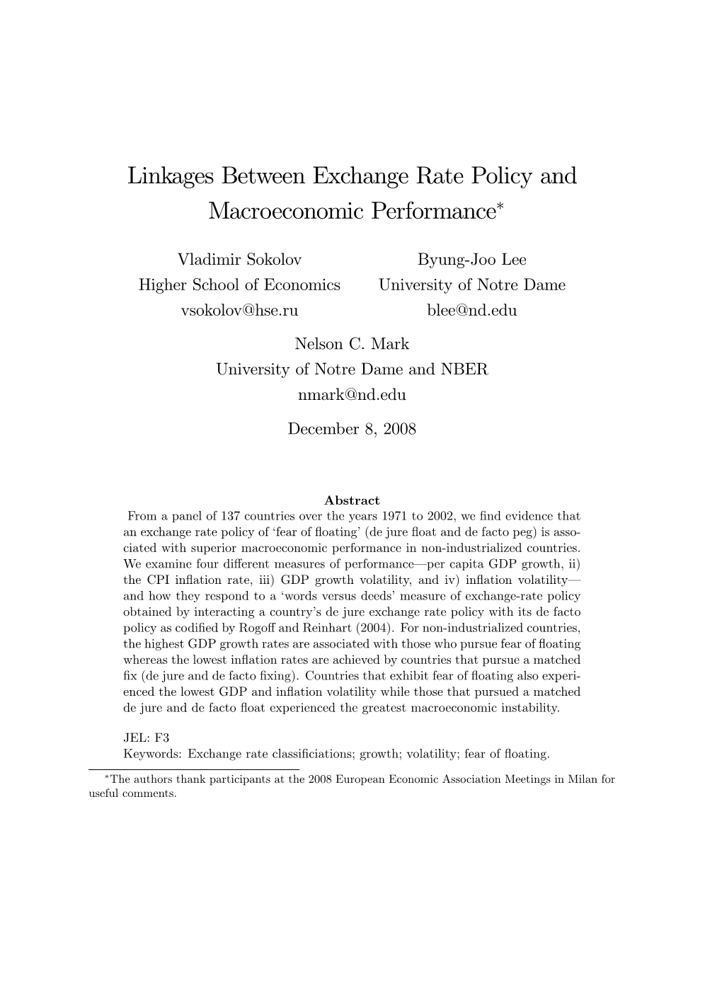 Linkages Between Exchange Rate Policy And