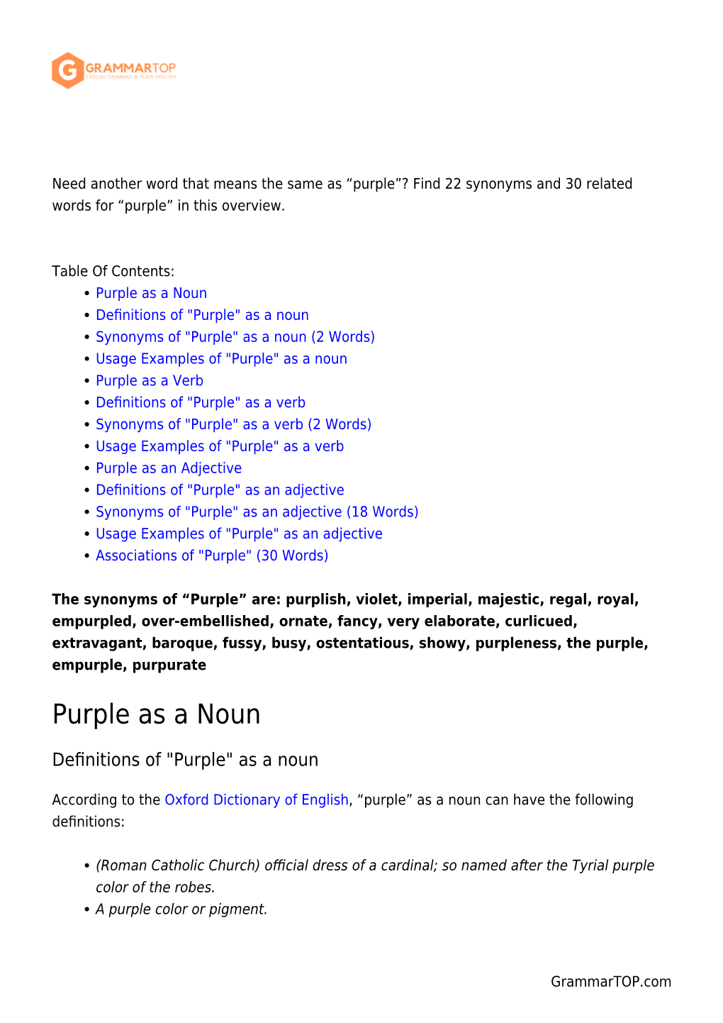 Purple”? Find 22 Synonyms and 30 Related Words for “Purple” in This Overview