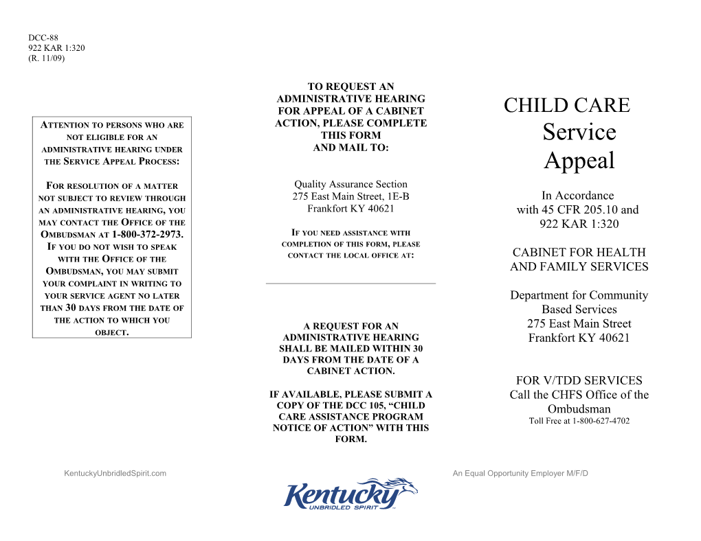 Child Care Service Appeal