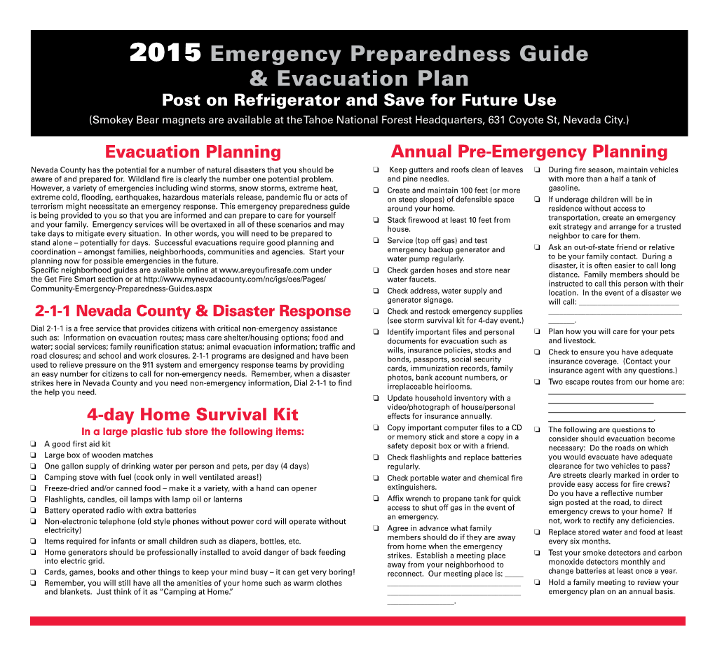 2015 Emergency Preparedness Guide & Evacuation Plan