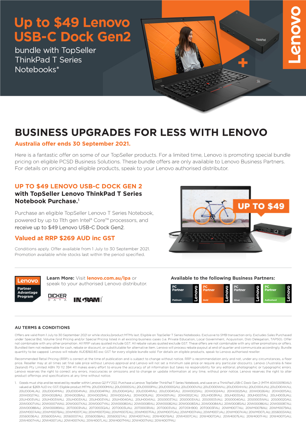 BUSINESS UPGRADES for LESS with LENOVO Australia Offer Ends 30 September 2021