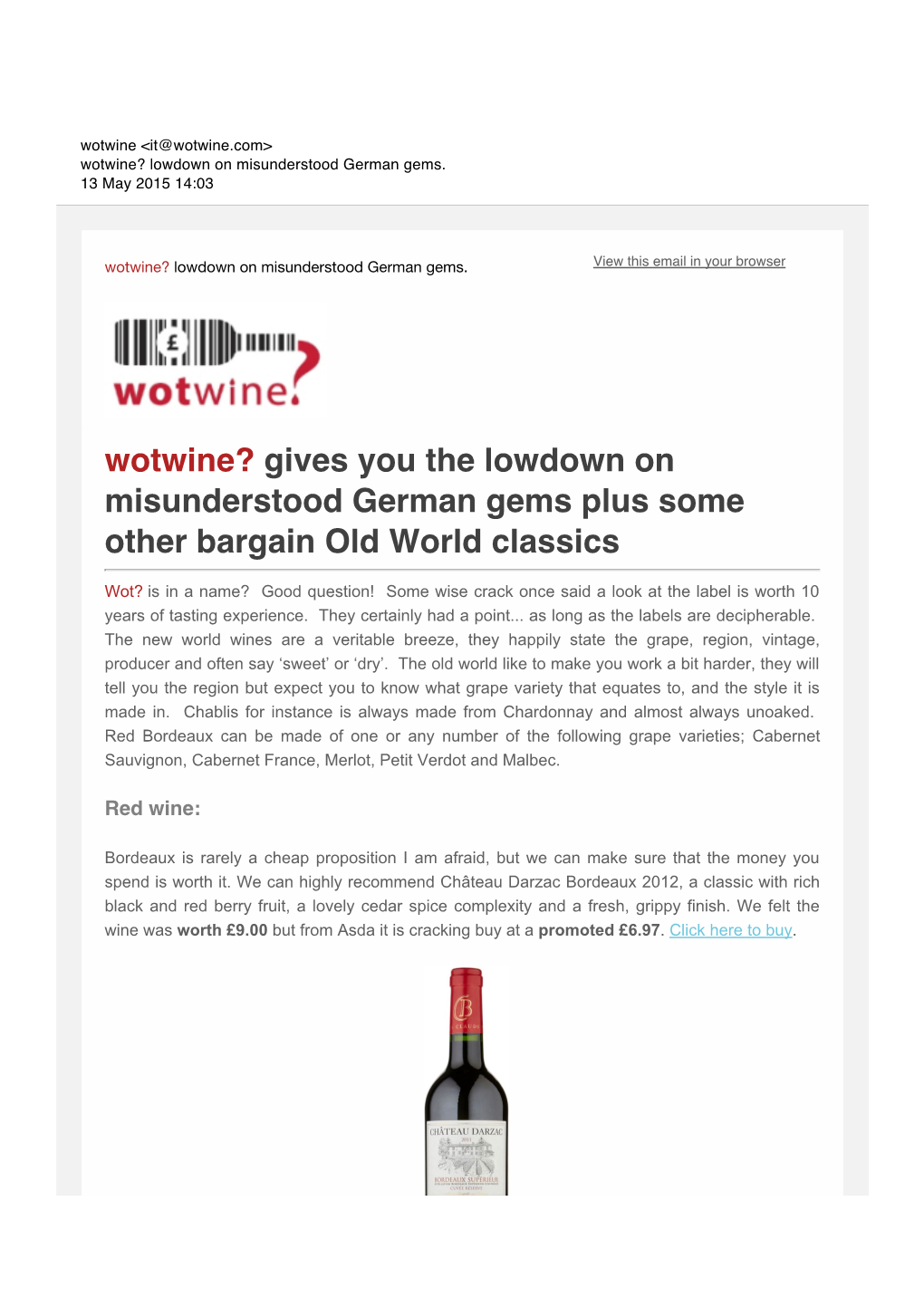 Wotwine? Lowdown on Misunderstood German Gems. 13 May 2015 14:03