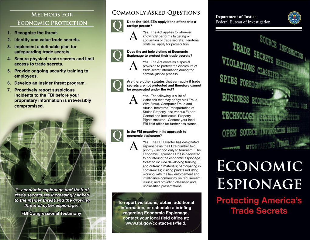 Economic Espionage to Protect Their Trade Secrets? 4