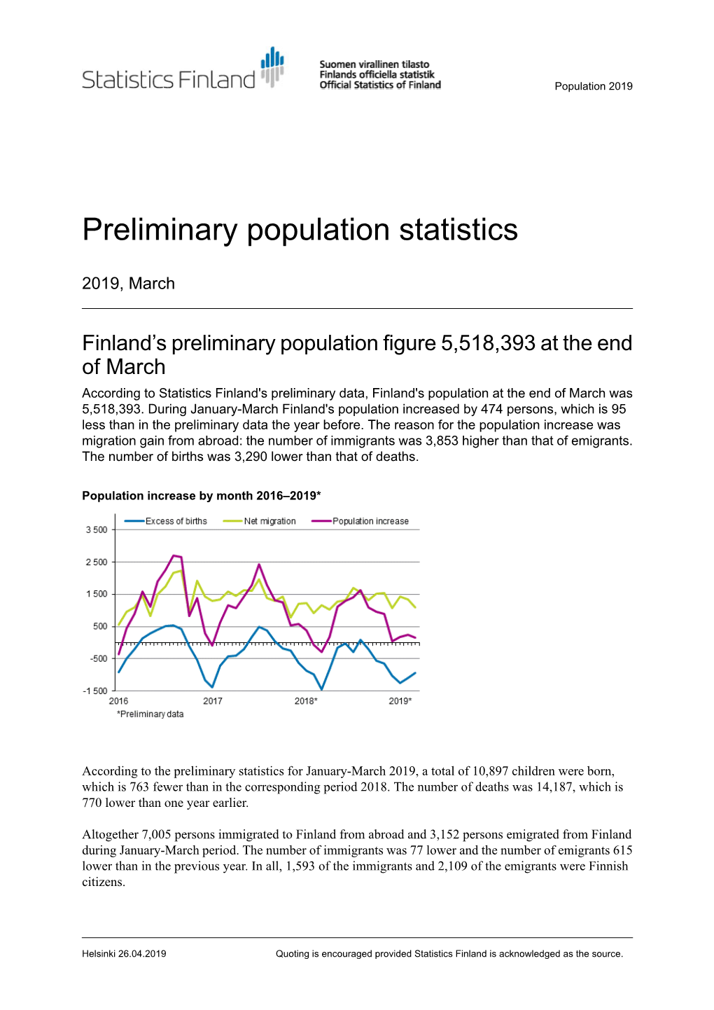 Preliminary Population Statistics 2019, March