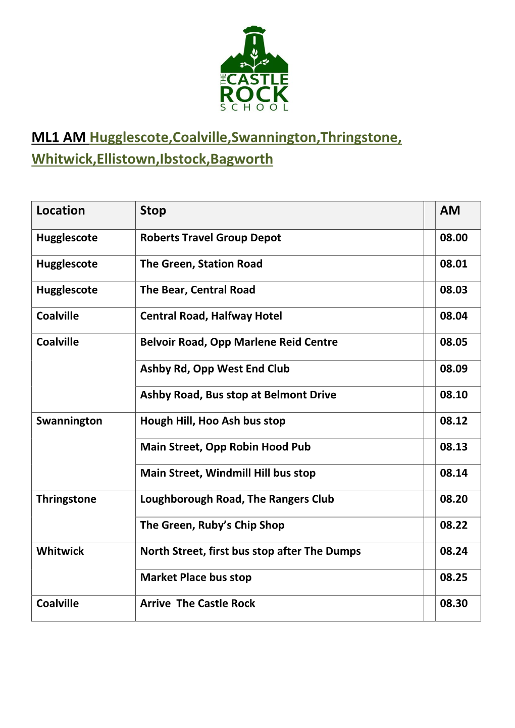 ML001 Hugglescote, Coalville, Swannington, Thringstone, Whitwick