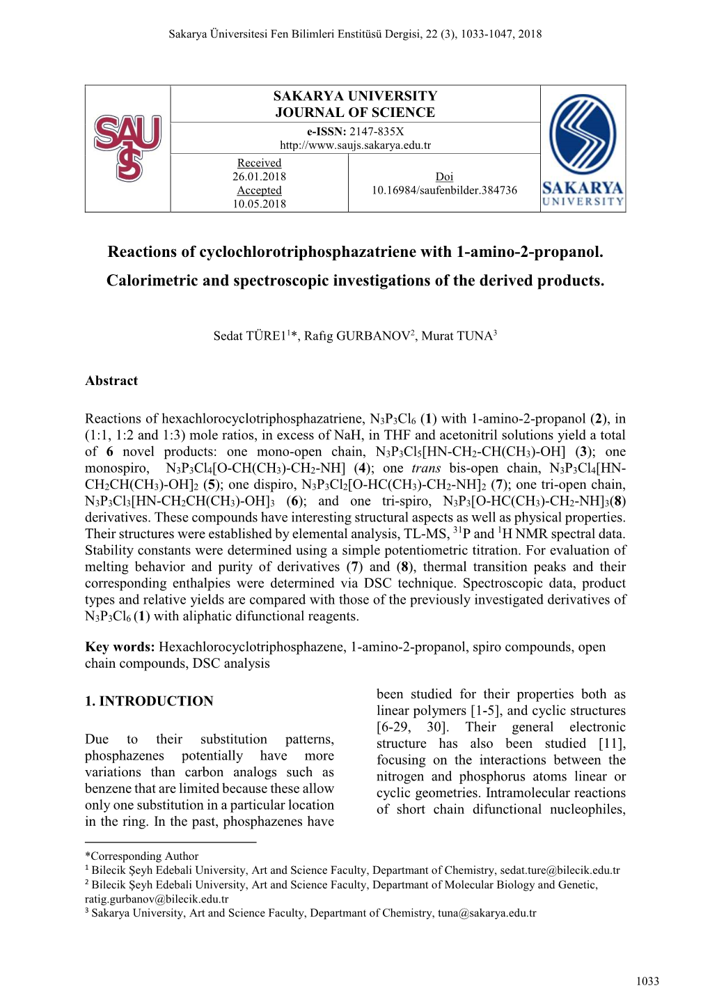 Reactions of Cyclochlorotriphosphazatriene with 1-Amino-2-Propanol