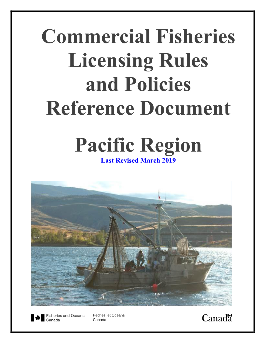 Commercial Fisheries Licensing Rules and Policies Reference Document