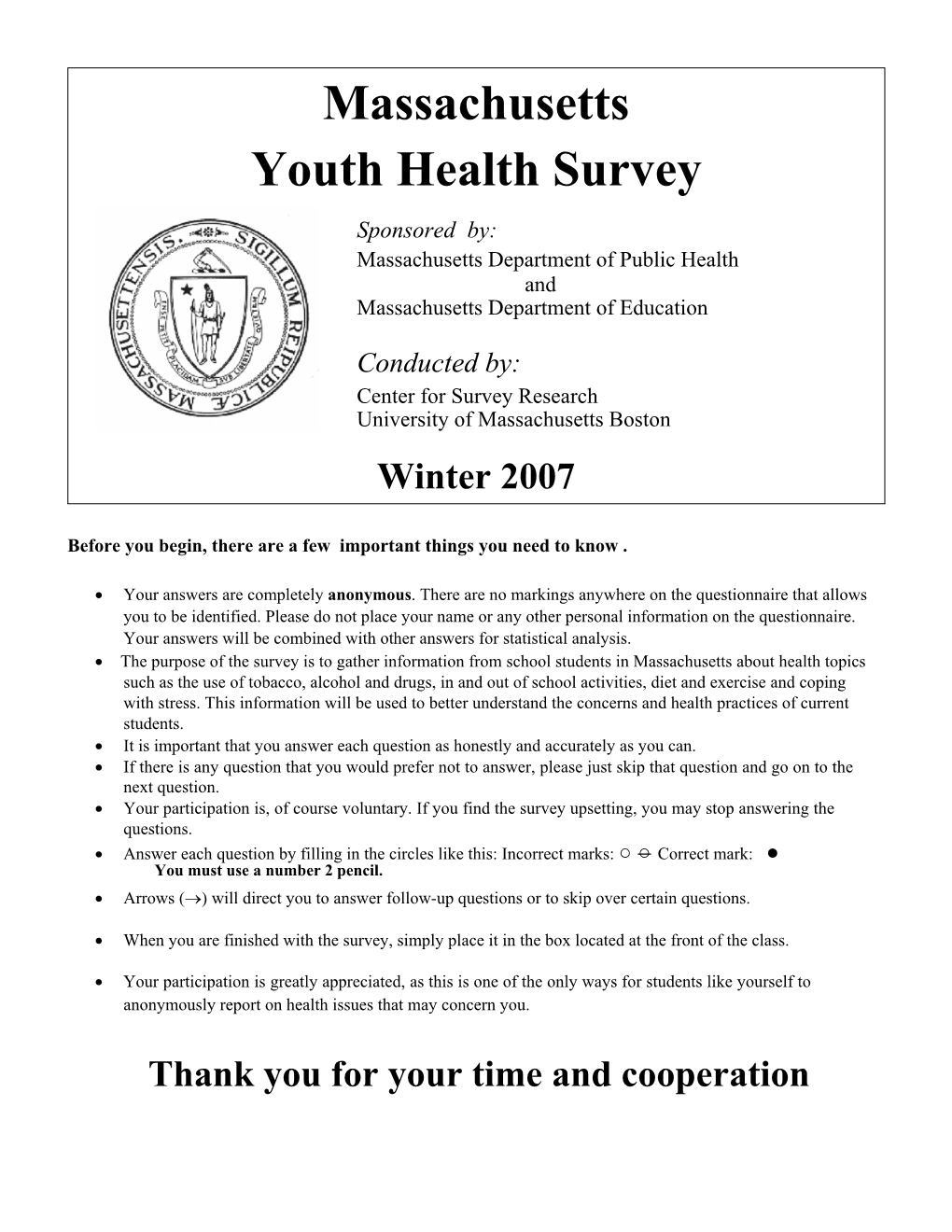 Massachusetts Youth Health Survey