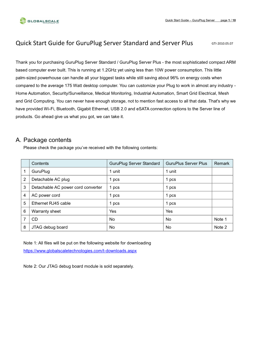 Quick Start Guide for Guruplug Server Standard and Server Plus GTI-2010.05.07