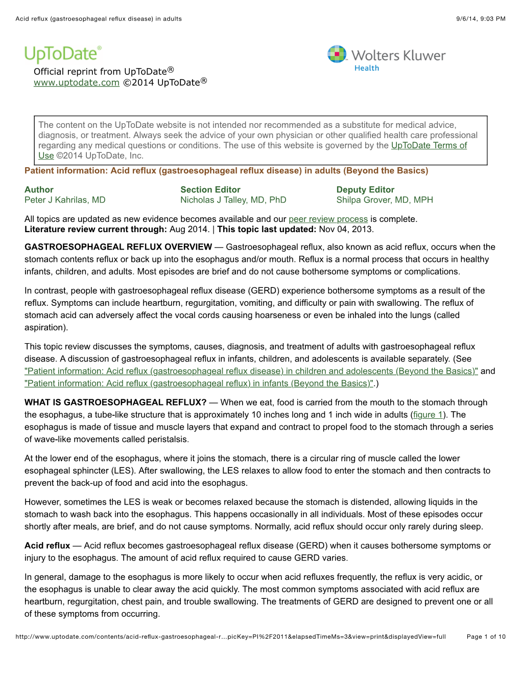 Gastroesophageal Reflux Disease) in Adults (Beyond the Basics)