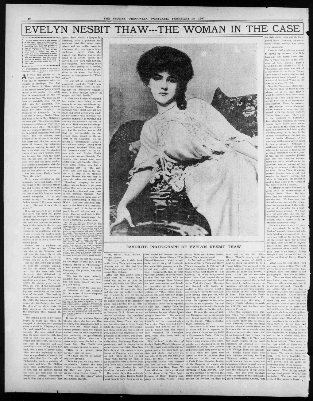 Evelyn Nesbit Thaw --T- He Woman in the Case