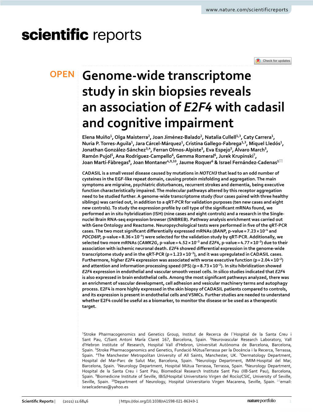 Genome-Wide Transcriptome Study in Skin Biopsies Reveals An