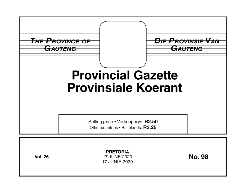 Provincial Gazette Provinsiale Koerant