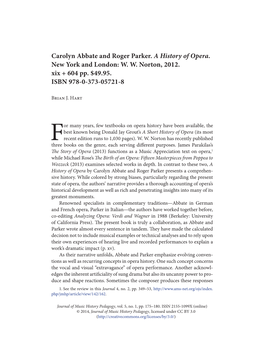 Carolyn Abbate and Roger Parker. a History of Opera. New York and London: W