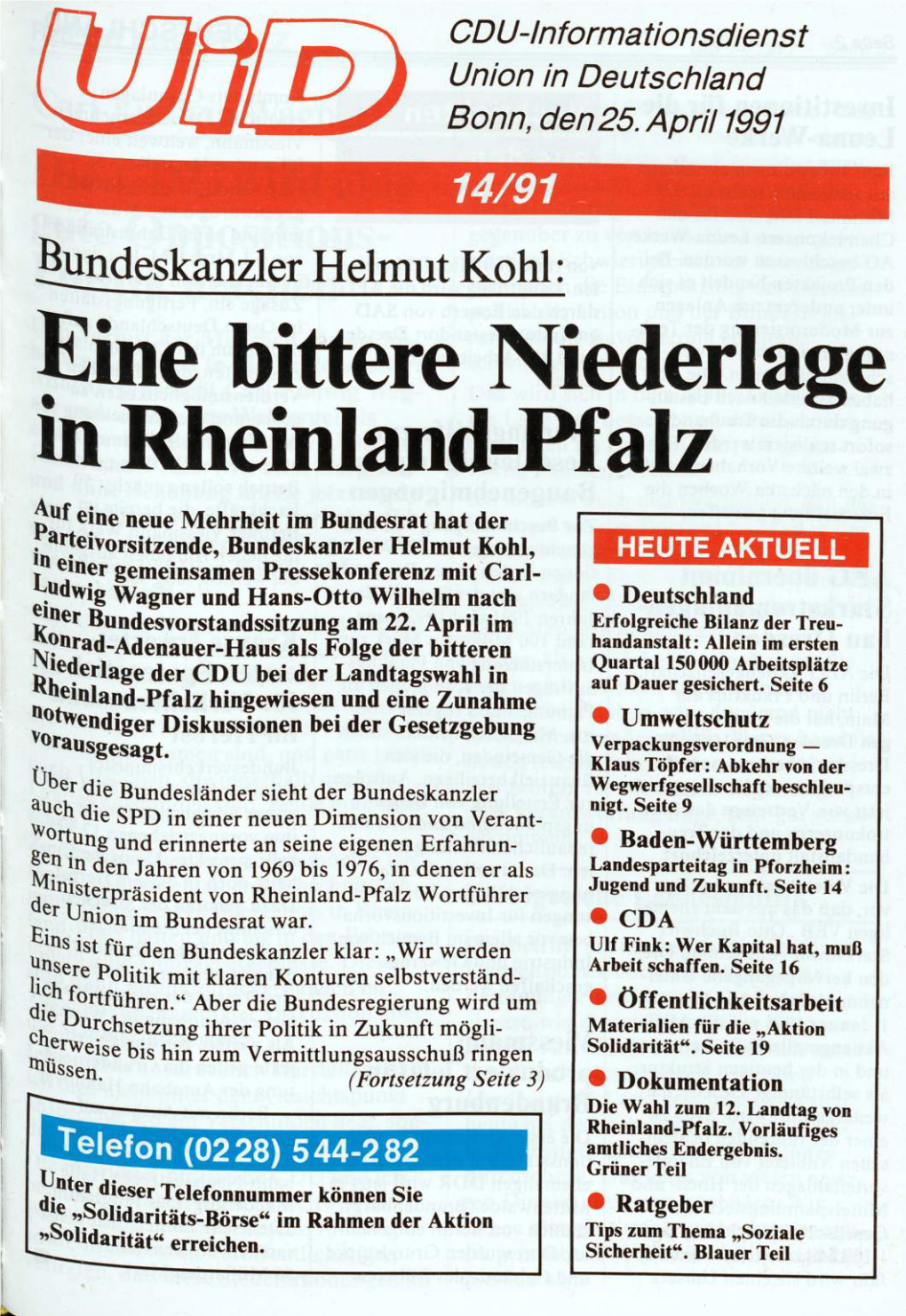 UID 1991 Nr. 14, Union in Deutschland