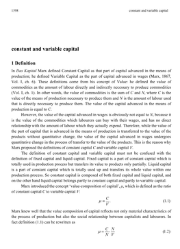 Constant and Variable Capital
