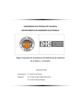 Título: Propuesta De Arquitectura De Referencia De Sistemas De E-Salud Y E-Inclusión