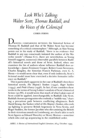Walter Scott} Thomas Raddall, and the Voices of the Colonized