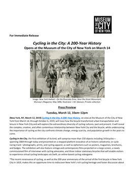 Cycling in the City: a 200-Year History Opens at the Museum of the City of New York on March 14