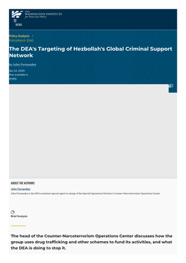 The DEA's Targeting of Hezbollah's Global Criminal Support Network by John Fernandez