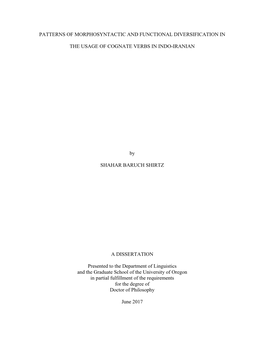 Patterns of Morphosyntactic and Functional Diversification In