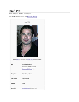 Brad Pitt from Wikipedia, the Free Encyclopedia