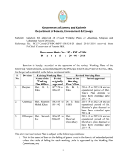 Government of Jammu and Kashmir Department of Forests, Environment & Ecology