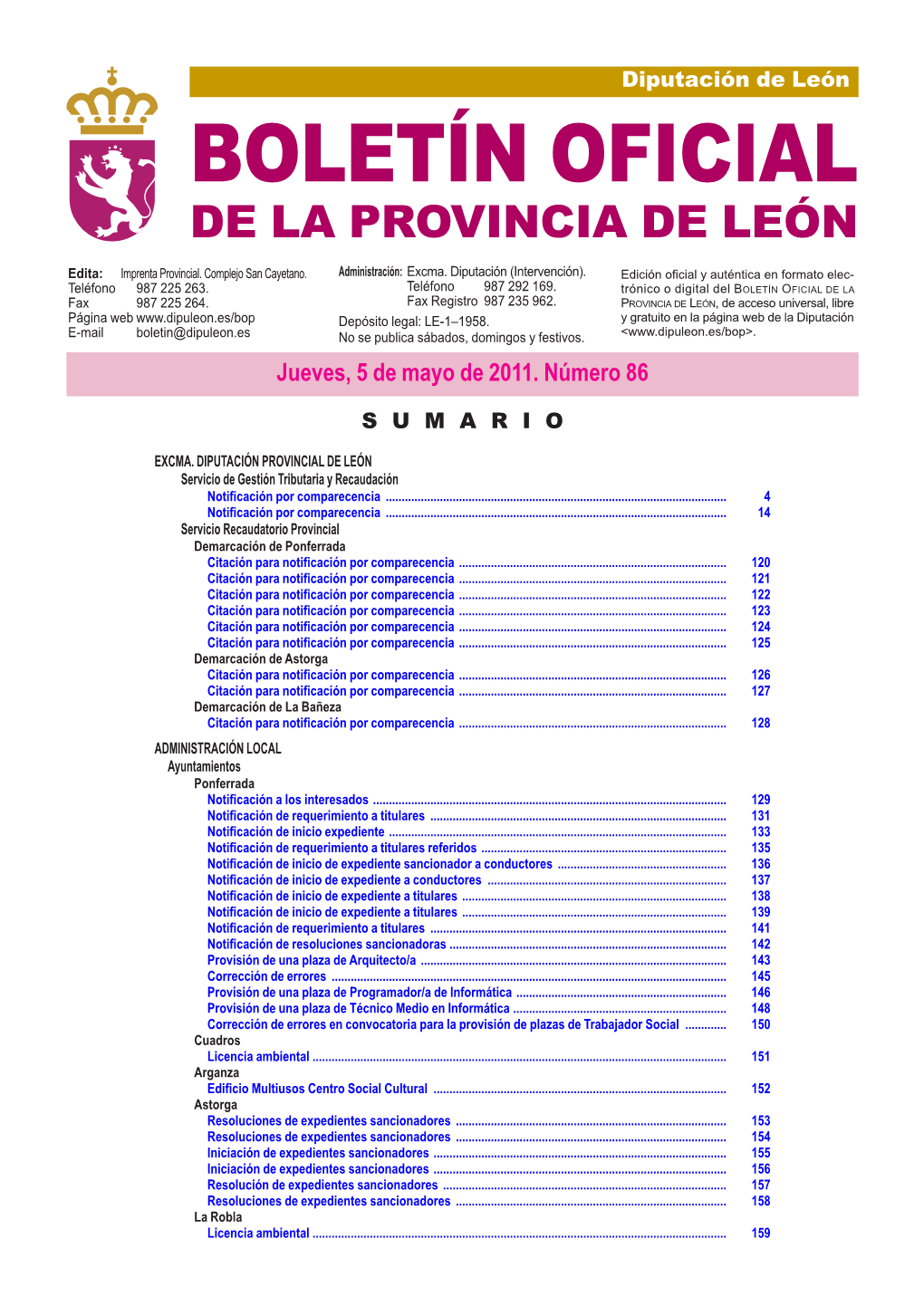 Boletín Oficial De La Provincia De León