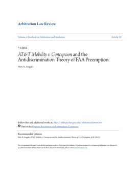 AT&T Mobility V. Concepcion and the Antidiscrimination Theory of FAA Preemption