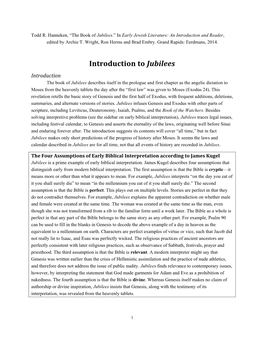 Jubilees.” in Early Jewish Literature: an Introduction and Reader, Edited by Archie T