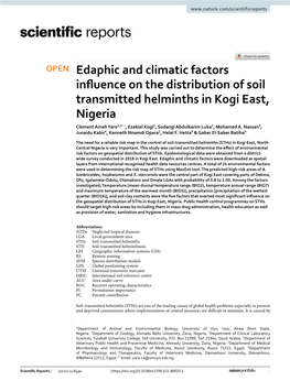 Edaphic and Climatic Factors Influence on the Distribution of Soil Transmitted