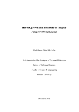 Habitat, Growth and Life History of the Goby Parapocryptes Serperaster