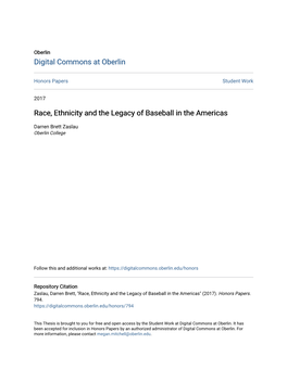 Race, Ethnicity and the Legacy of Baseball in the Americas