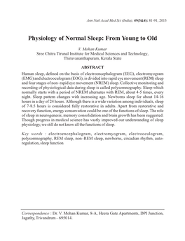 Physiology of Normal Sleep: from Young to Old