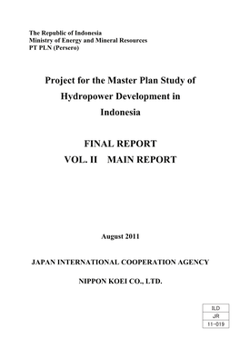 Project for the Master Plan Study of Hydropower Development in Indonesia