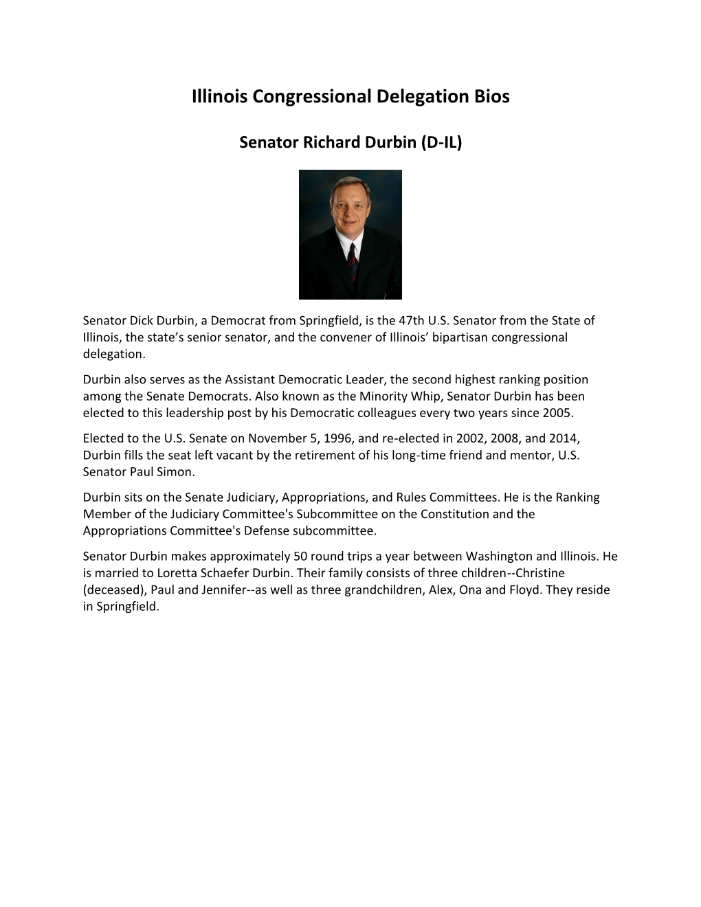 Illinois Congressional Delegation Bios