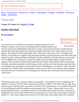 Insider Baseball - the New York Review of Books