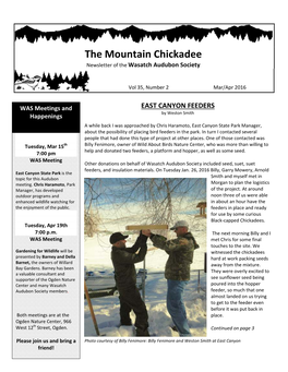 The Mountain Chickadee Newsletter of the Wasatch Audubon Society
