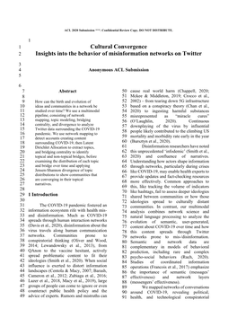 Cultural Convergence Insights Into the Behavior of Misinformation