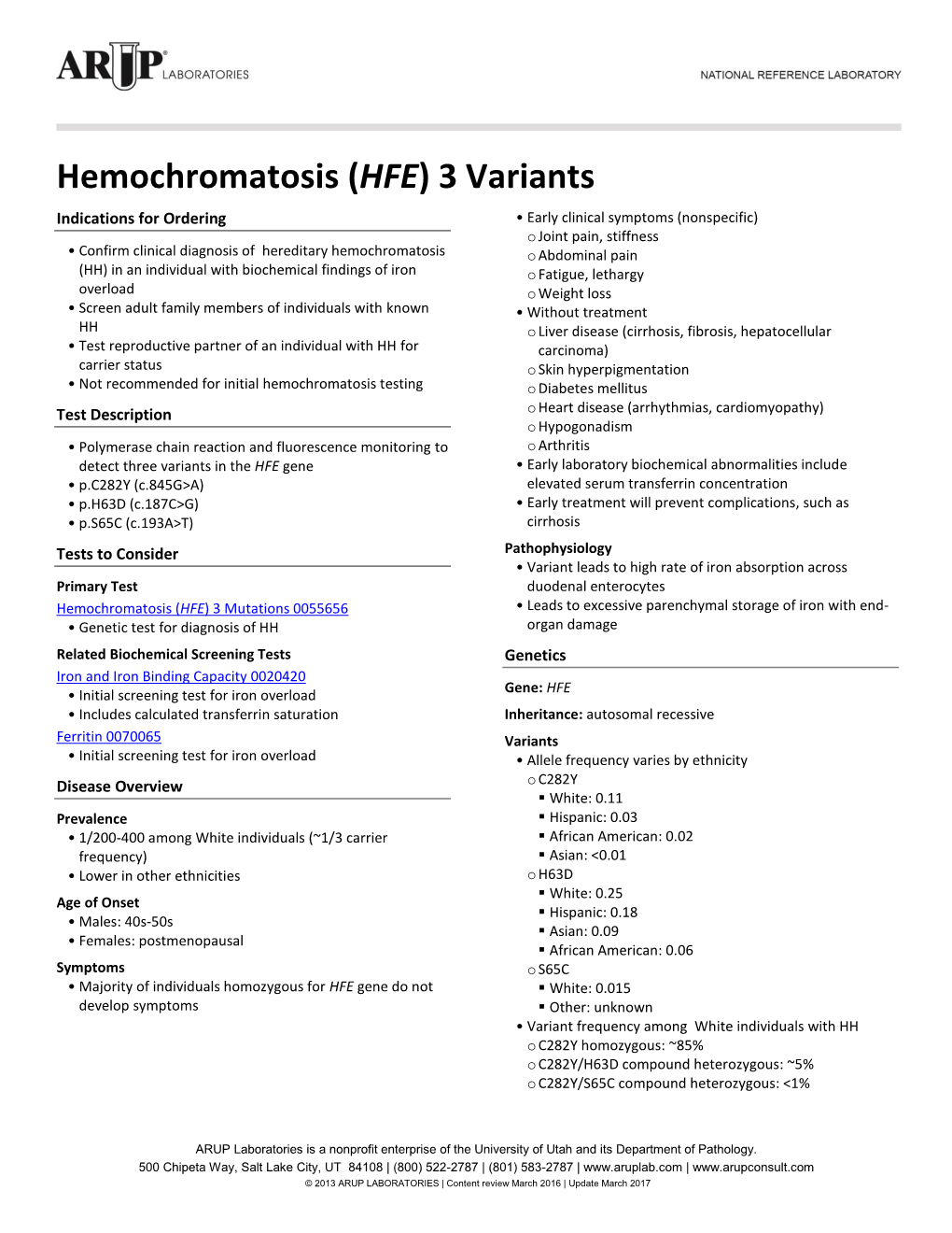 Hemochromatosis (HFE)