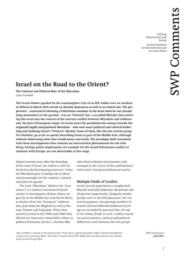 Israel on the Road to the Orient? the Cultural and Political Rise of the Mizrahim