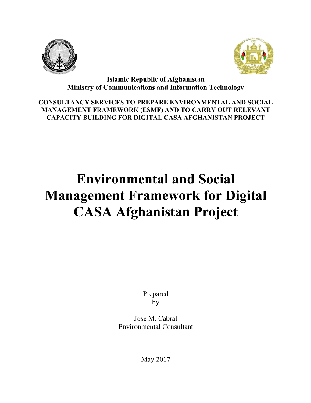 Environmental and Social Management Framework for Digital CASA Afghanistan Project