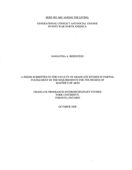 Here We Are Among the Living: Generational Conflict and Social Change in Post-War North America