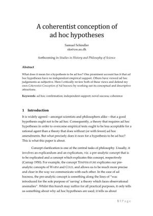 A Coherentist Conception of Ad Hoc Hypotheses