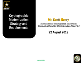 Cryptographic Modernization Strategy and Requirements
