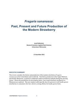 Fragaria Xananassa: Past, Present and Future Production of the Modern Strawberry